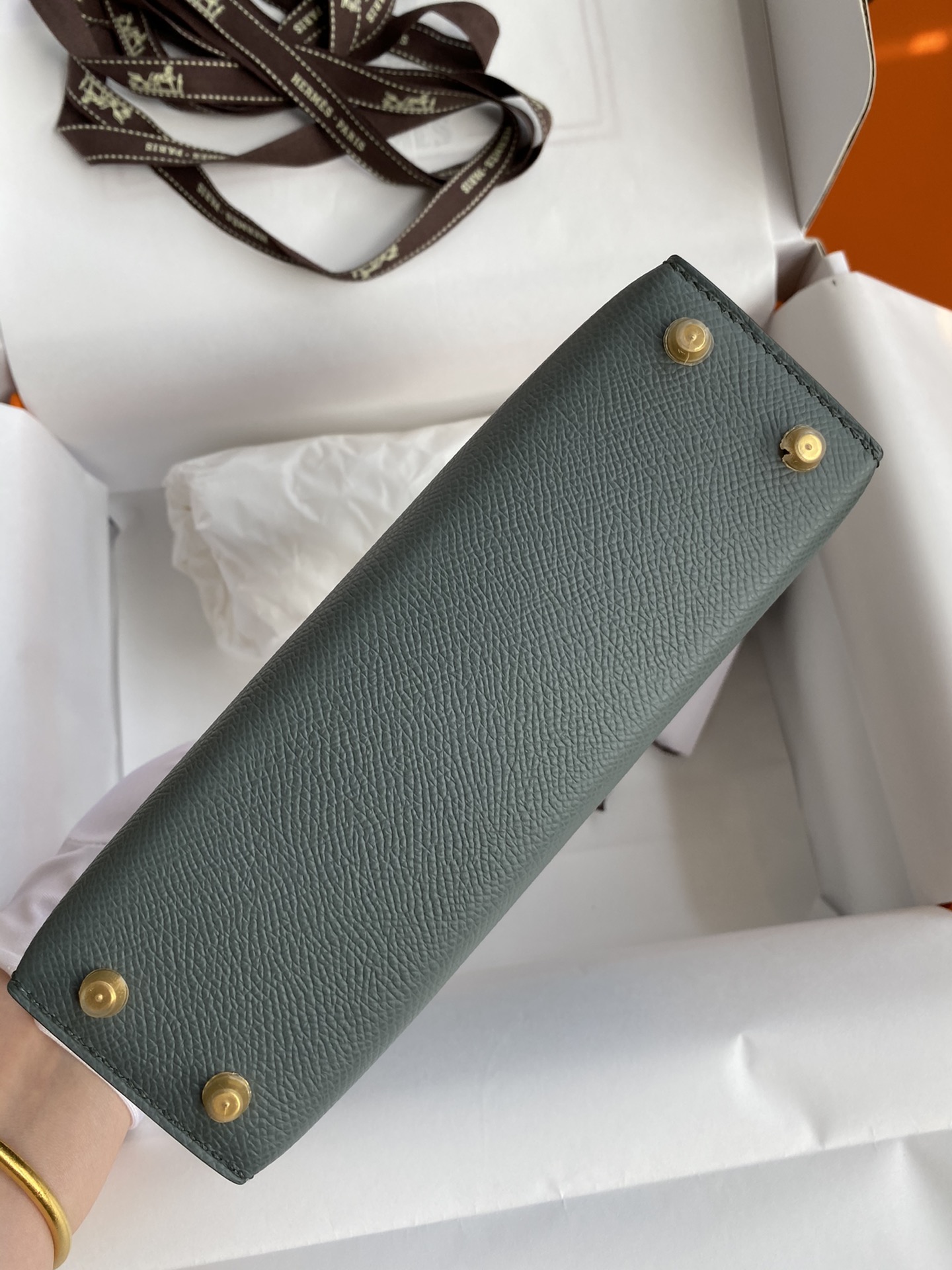 Hermes Kelly Mini II Bag 19CM In Vert Amande Epsom Leather